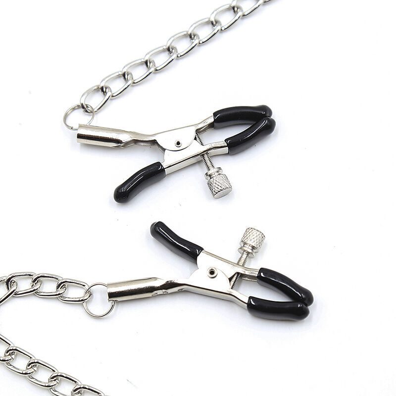 Ohmama Fetish - Zwarte Ball Gag Met Tepelklemmen - afbeelding 2