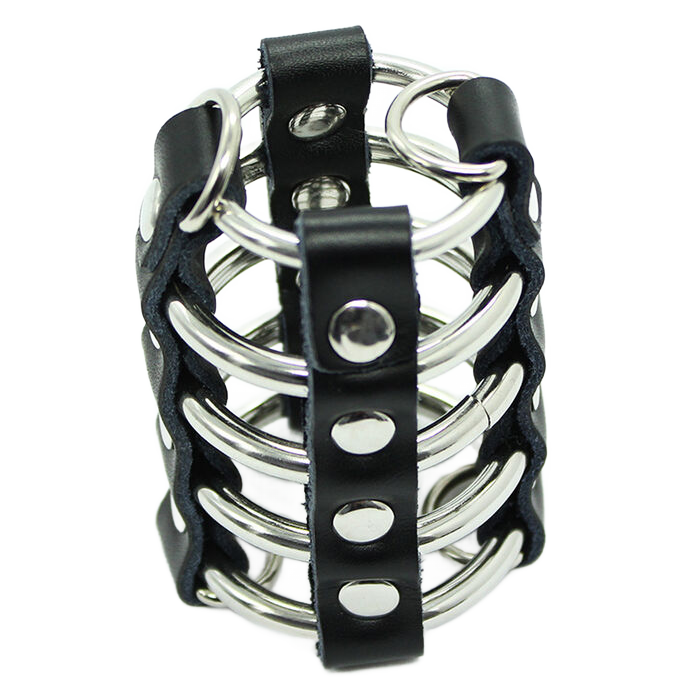 Ohmama Fetish - Peniskooi Met Metalen Ringen En Lederen Banden