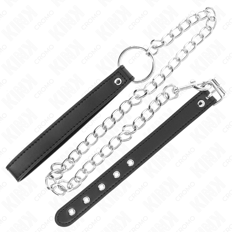 Kink - Lederen Penisring 21,5 X 2 cm Met 60 cm Metalen Ketting En Lederen Band - afbeelding 4