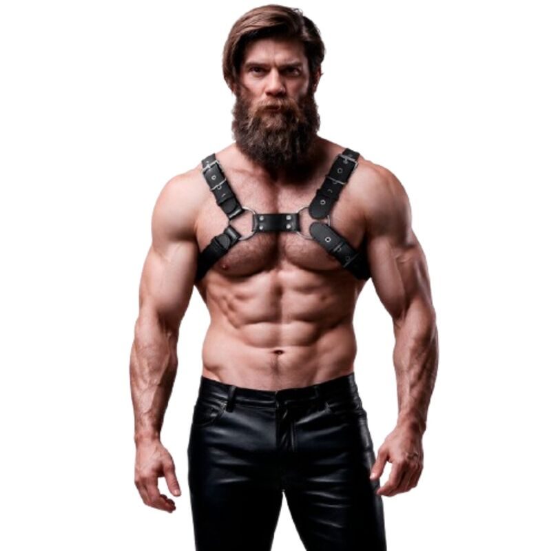 Fetish Submissive Attitude - Verstelbare Bulldog Harnas Eco-Leer Borst Mannen