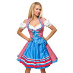 Traditionele Karodirndl blauw/ roze geruit