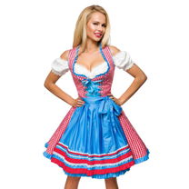 Traditionele Karodirndl blauw/ roze geruit