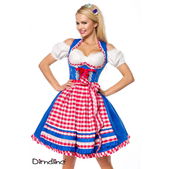 Onderborstdirndl geruite schort blauw/rood