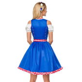 Onderborstdirndl geruite schort blauw/rood