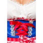 Onderborstdirndl geruite schort blauw/rood