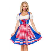 Onderborstdirndl geruite schort blauw/rood