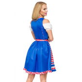 Onderborstdirndl geruite schort blauw/rood