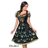 Dirndl zwart/groen inclusief kanten blouse
