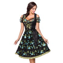 Dirndl zwart/groen inclusief kanten blouse