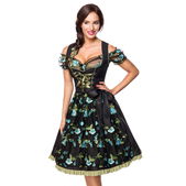 Dirndl zwart/groen inclusief kanten blouse