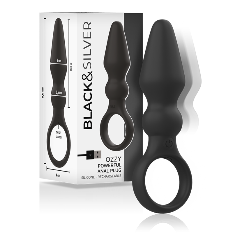 Black&silver - Ozzy Krachtige Siliconen Anaal Plug