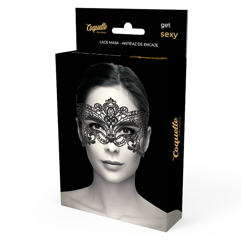 Coquette Chic Desire - Breed Zwart Kanten Masker - afbeelding 3