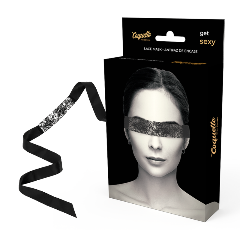 Coquette Chic Desire - Zwart Kanten Oogmasker Met Lint