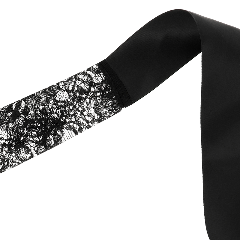 Coquette Chic Desire - Zwart Kanten Oogmasker Met Lint - afbeelding 4
