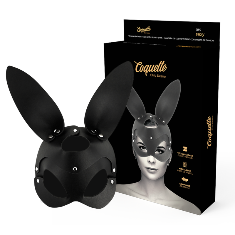 Coquette Chic Desire - Vegan Lederen Masker Met Konijnenoren