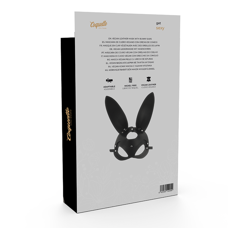 Coquette Chic Desire - Vegan Lederen Masker Met Konijnenoren - afbeelding 6