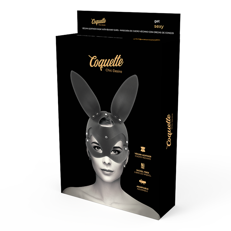 Coquette Chic Desire - Vegan Lederen Masker Met Konijnenoren - afbeelding 5