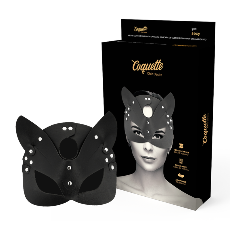 Coquette Chic Desire - Vegan Lederen Masker Met Kattenoren
