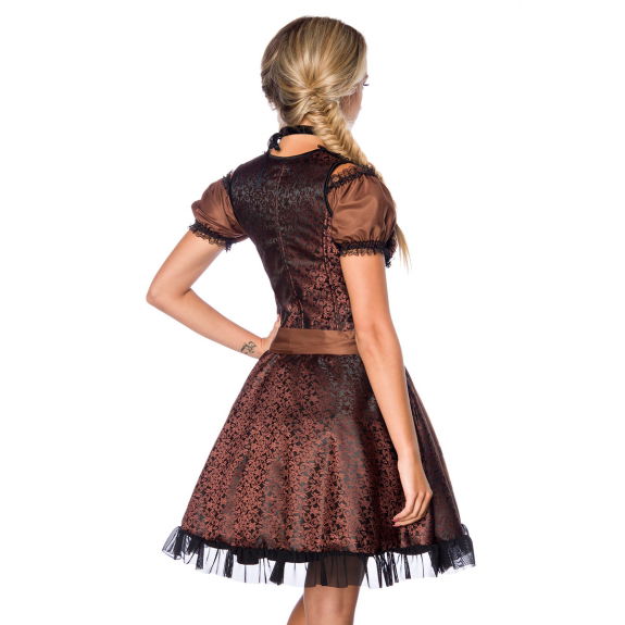 Premium dirndl met blouse bruin/zwart