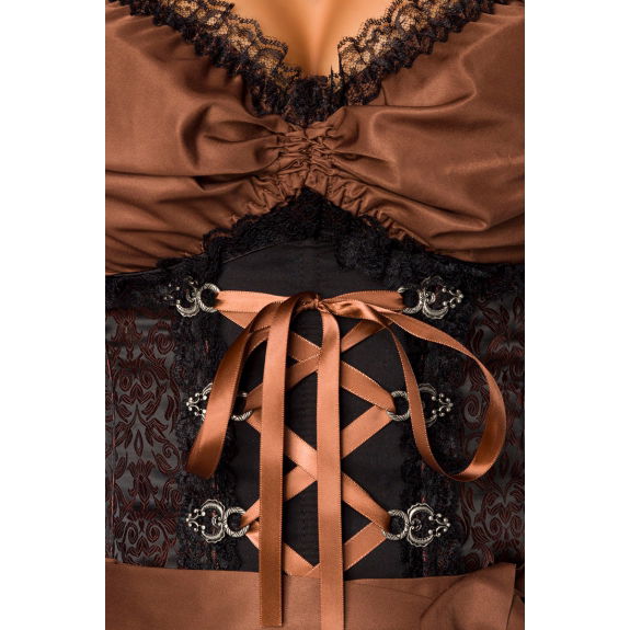 Premium dirndl met blouse bruin/zwart
