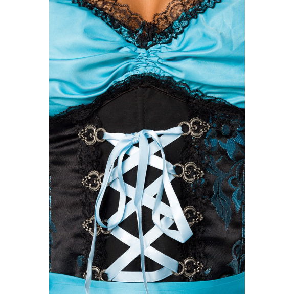 Premium dirndl met blouse blauw/zwart