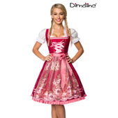 Premium dirndl met borduurwerk roze/rood