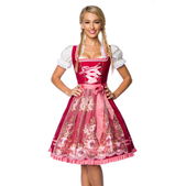 Premium dirndl met borduurwerk roze/rood