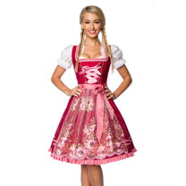 Premium dirndl met borduurwerk roze/rood