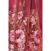 Premium dirndl met borduurwerk roze/rood