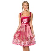 Premium dirndl met borduurwerk roze/rood