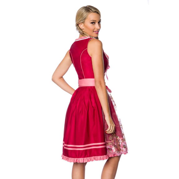 Premium dirndl met borduurwerk roze/rood