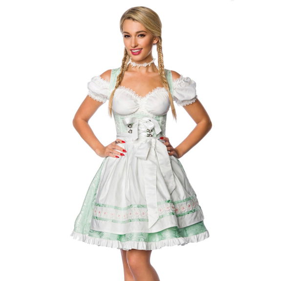 Pastel Dirndl jurk wit/groen