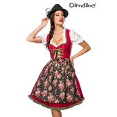 Dromerige dirndl rood/zwart bloem