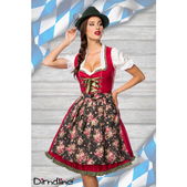 Dromerige dirndl rood/zwart bloem
