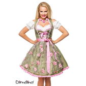 Dirndl met bloemschort army/roze