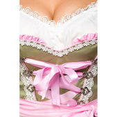 Dirndl met bloemschort army/roze