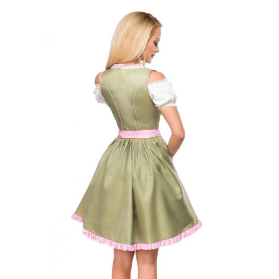 Dirndl met bloemschort army/roze