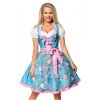 Dirndl met bloemschort aqua/roze