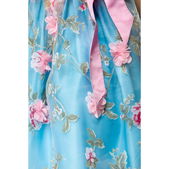 Dirndl met bloemschort aqua/roze