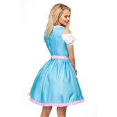Dirndl met bloemschort aqua/roze