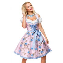 Dirndl met bloemschort zacht roze