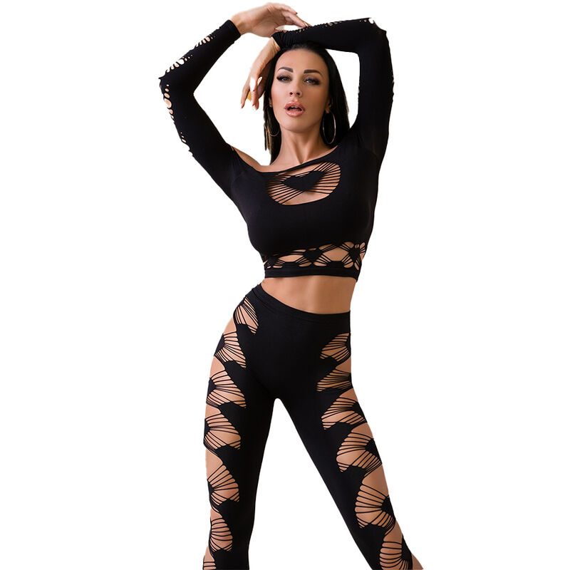 Chilirose - Cr 4436 Top & Legging Zwart S/L