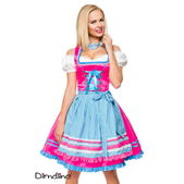 Dirndl jurk roze met geruit schort