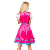 Dirndl jurk roze met geruit schort