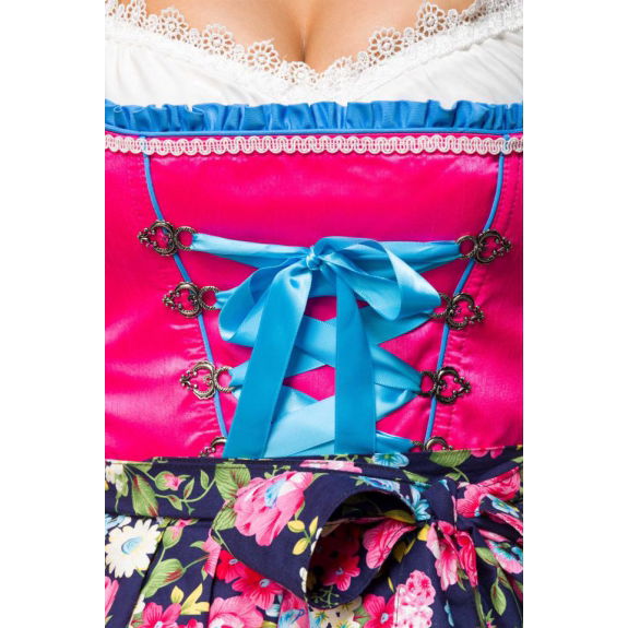 Dirndl jurk roze met bloemenschort