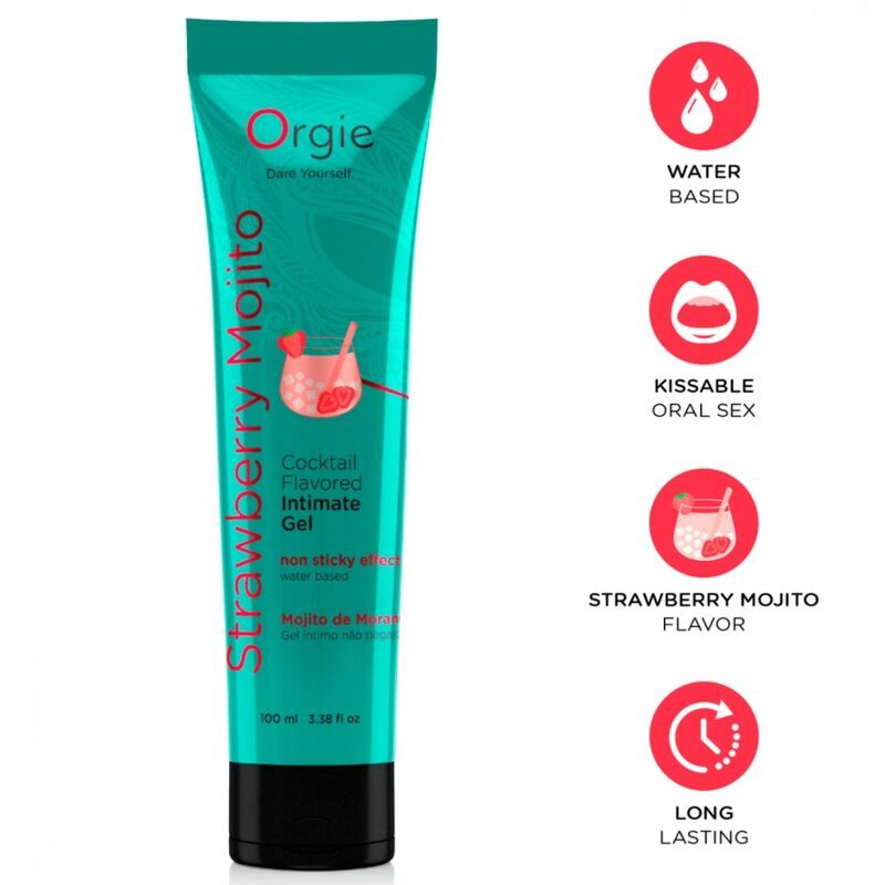 Orgie - Glijmiddel In Tube Cocktail Aardbei Mojito Kusbare Intieme Gel Op Waterbasis 100 ml