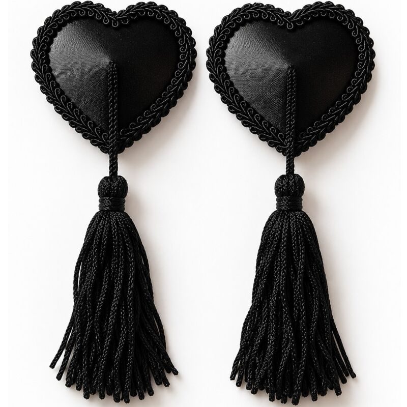 Chilirose - Cr 4897 Hartvormige Nippelhoesjes Met Zwarte Kwasjes