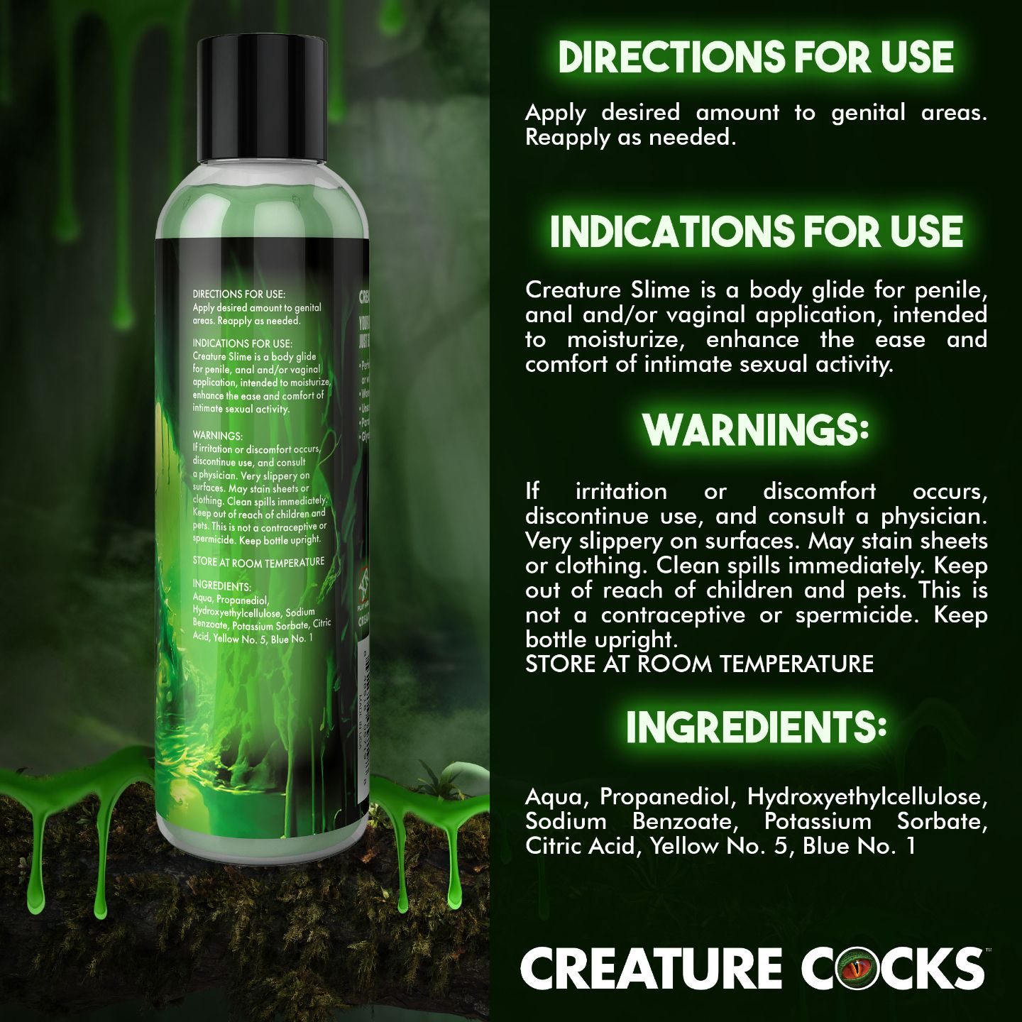Creature Cocks - Creature Slime Groene Slijm Glijmiddel - 237 ml - afbeelding 2