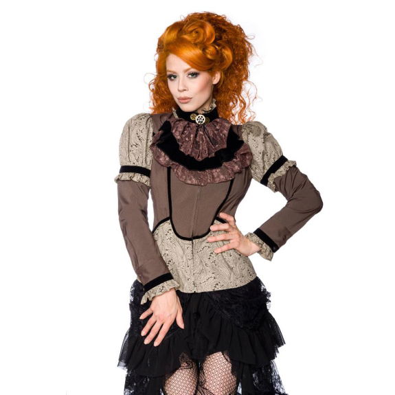 Steampunk-blouse met jabot