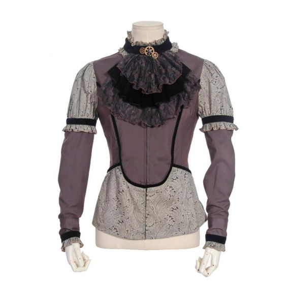 Steampunk-blouse met jabot